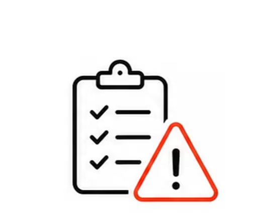 Haul-road inspection checklist with a warning symbol