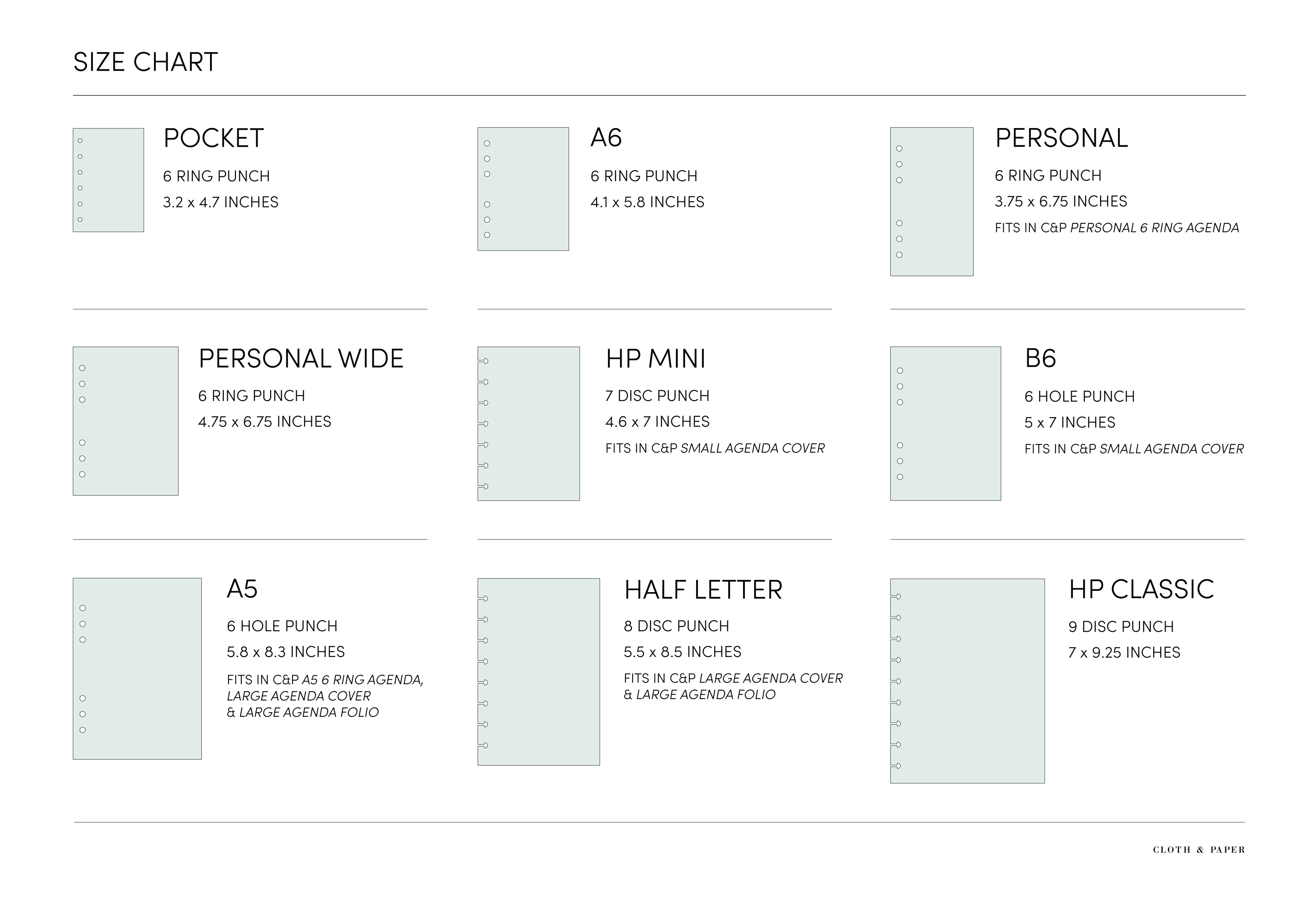 Task Planner Inserts | Cloth & Paper Half Letter 8-Disc Punch