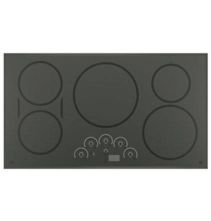 GE Profile Induction cooktop image on white, top-down view