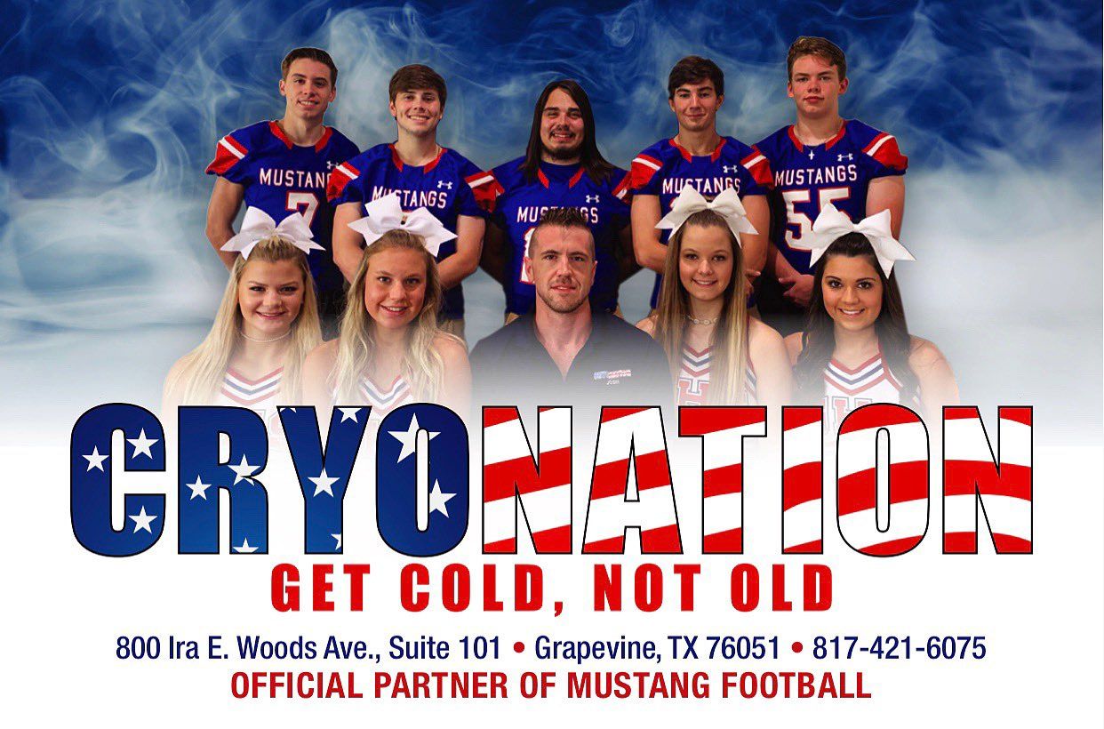 Cryo Nation offical sponsor of Grapevine Mustangs football.