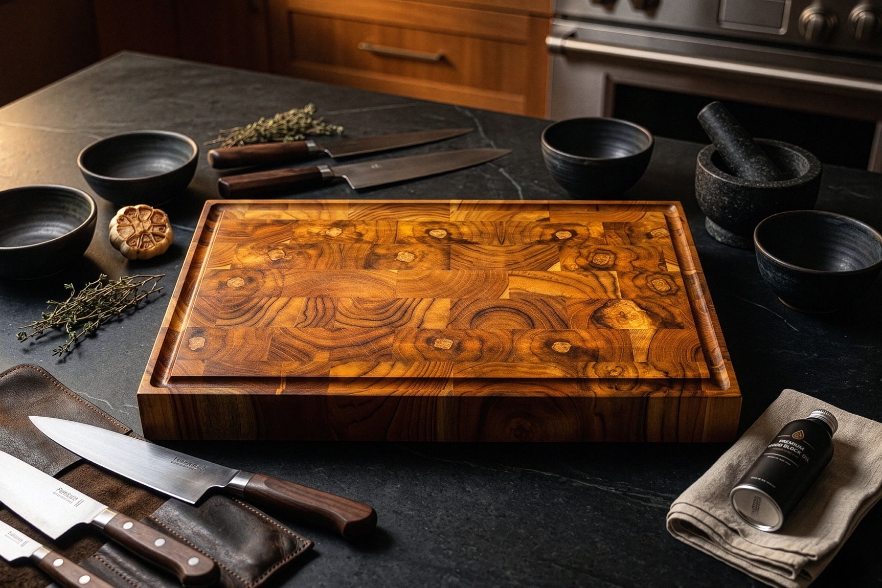 RYFA Handcrafted Teakwood End Grain Chopping Block