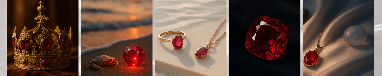 Collection of ruby cancer birthstone jewelry