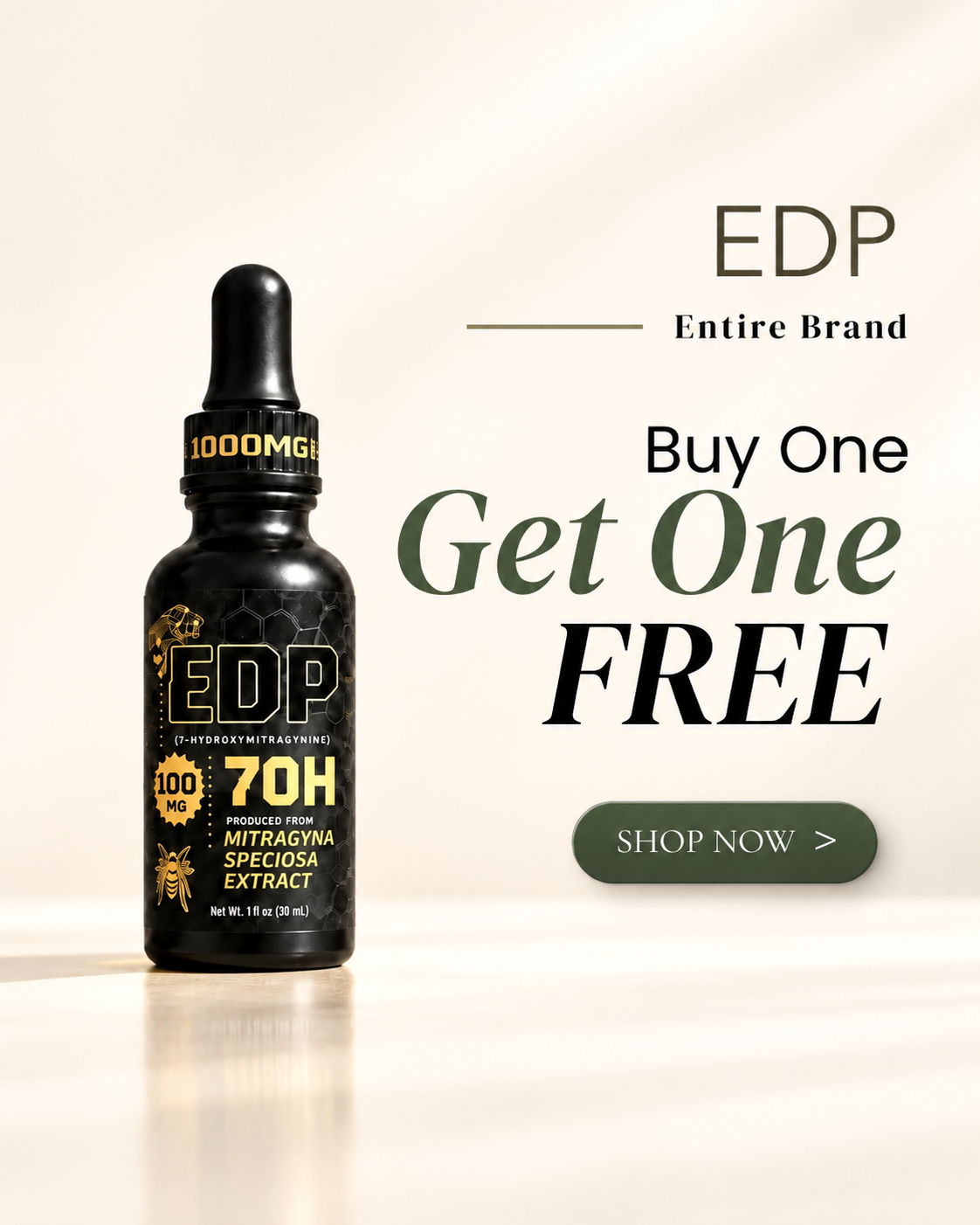 Bottle of EDP with promotional text: 
