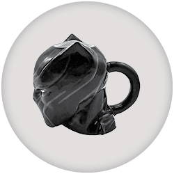 Image of black moulded Marvel Black Panther mask mug. Shop all novelty mugs.