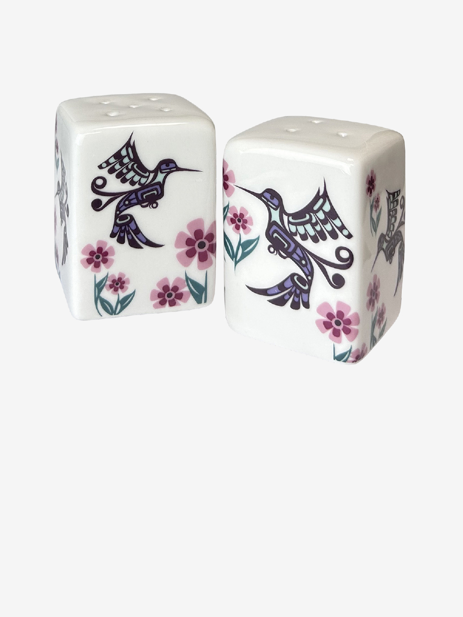 Hummingbird Salt and Pepper Shaker Set by Francis Dick, Kwakwaka'wakw