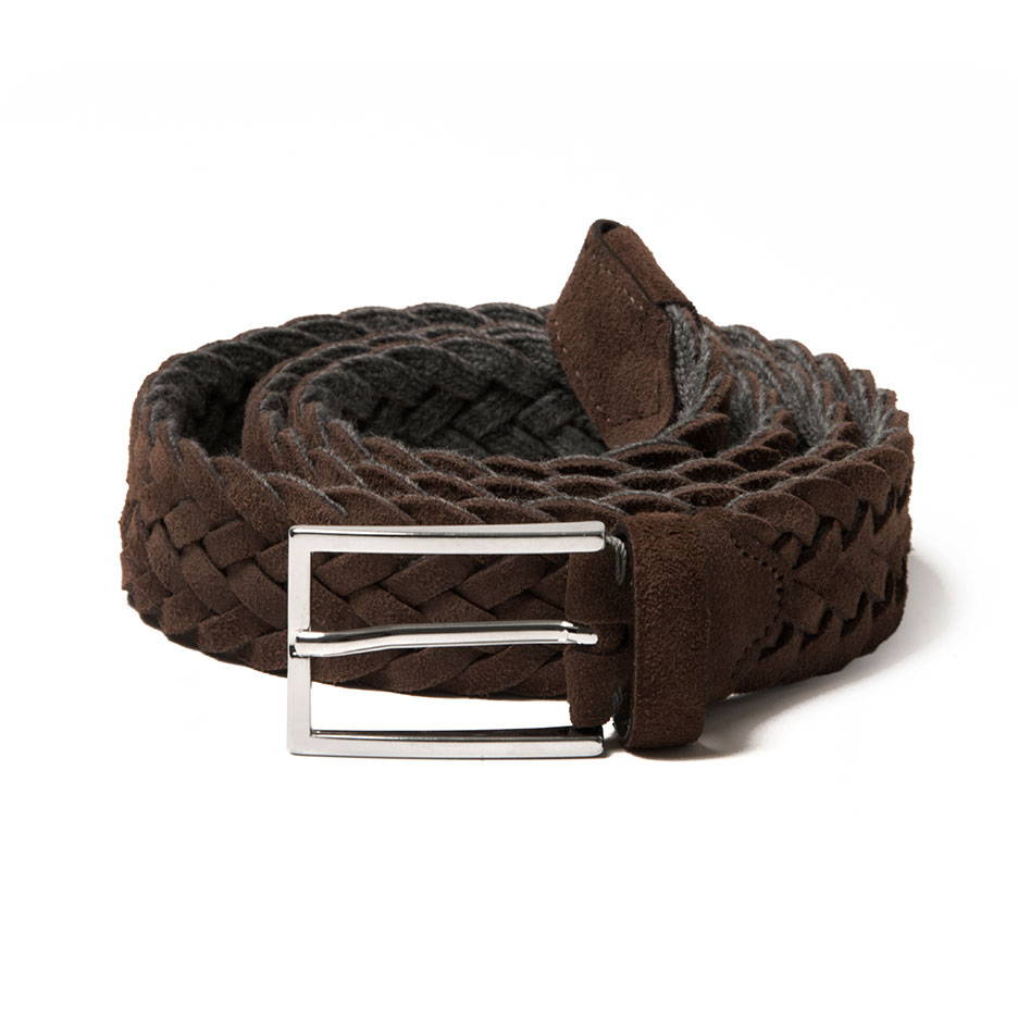 Luca Faloni Dark Brown Woven Suede Belt Made in Italy