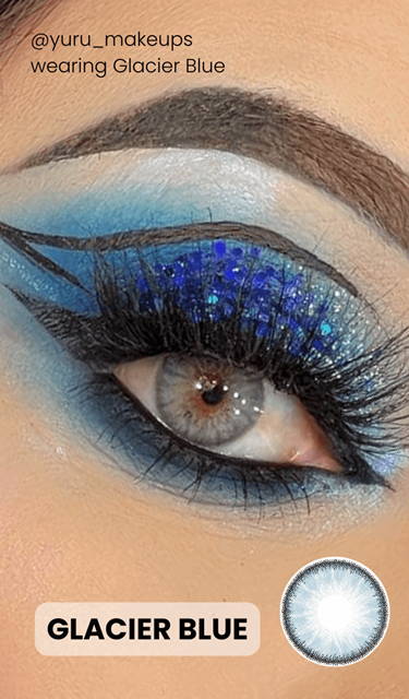 Light color eyes model - Glacier Blue Contacts