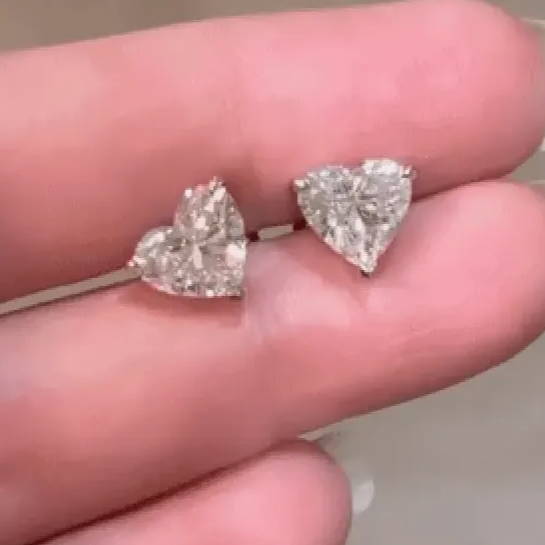 diamond heart stud earrings