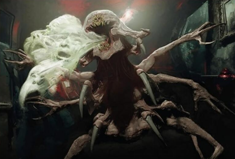 A monstrous creature with multiple limbs and a grotesque appearance.
