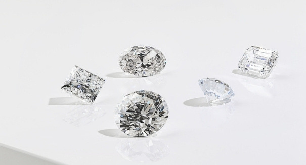 Various sizes and shapes of loose diamonds