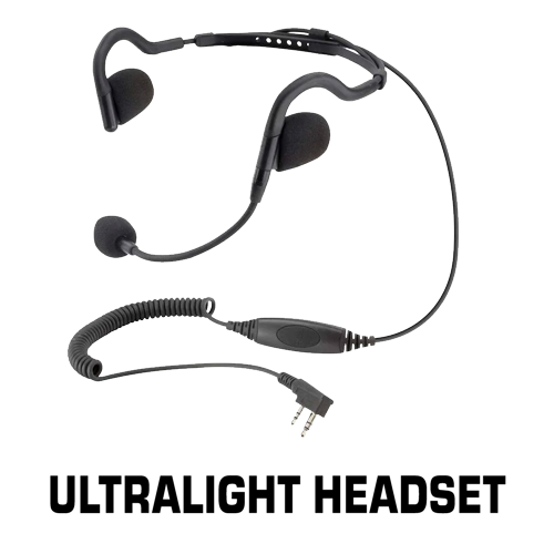 ultralight headset for use with two-way radios or walkie talkies