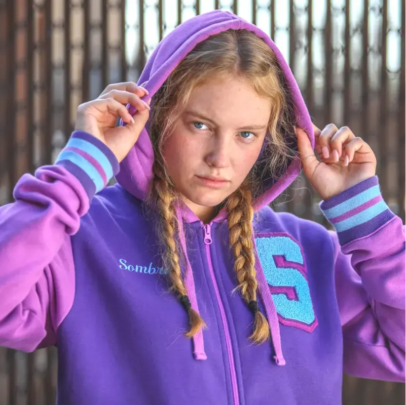 Female model wear an Overwatch hoodie