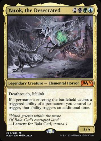 Yarok, the Desecrated Magic card, a legendary Elemental Horror with a powerful triggered ability