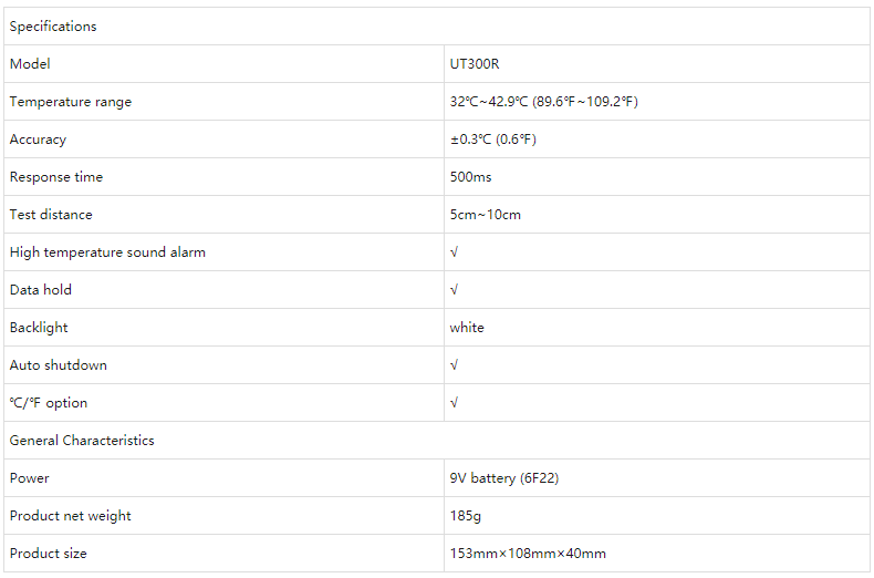 UT300R Technical Specifications
