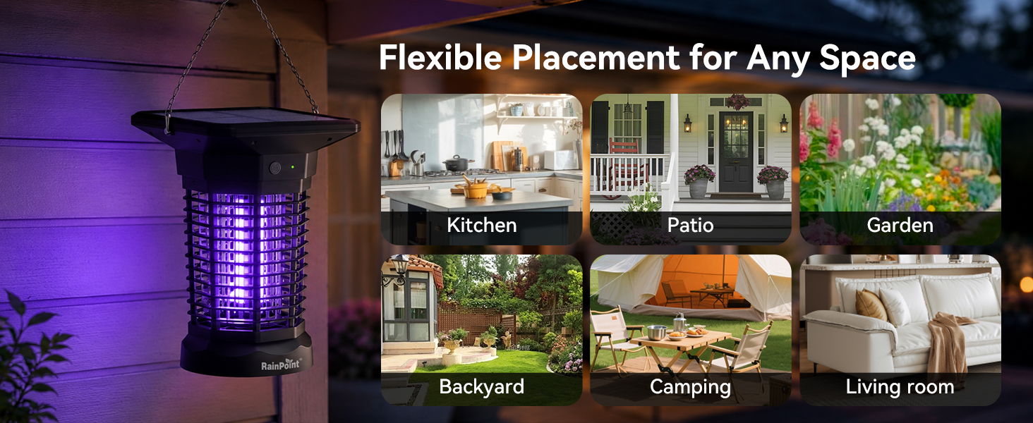 Flexible placement of outdoor lighting in various spaces.