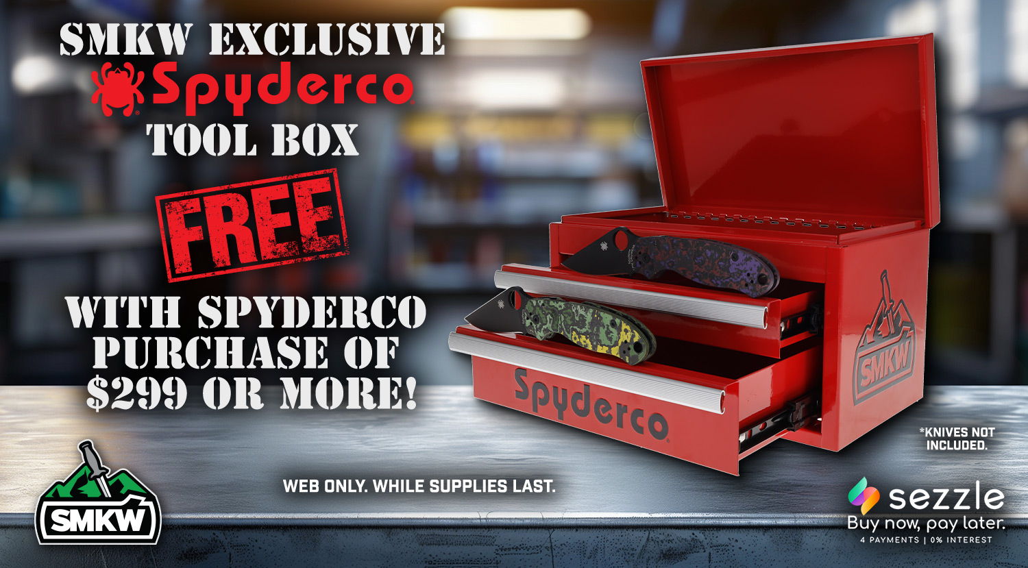 SMKW Exclusive Spyderco Tool Box free with Spyderco purchase of $299 or more. 