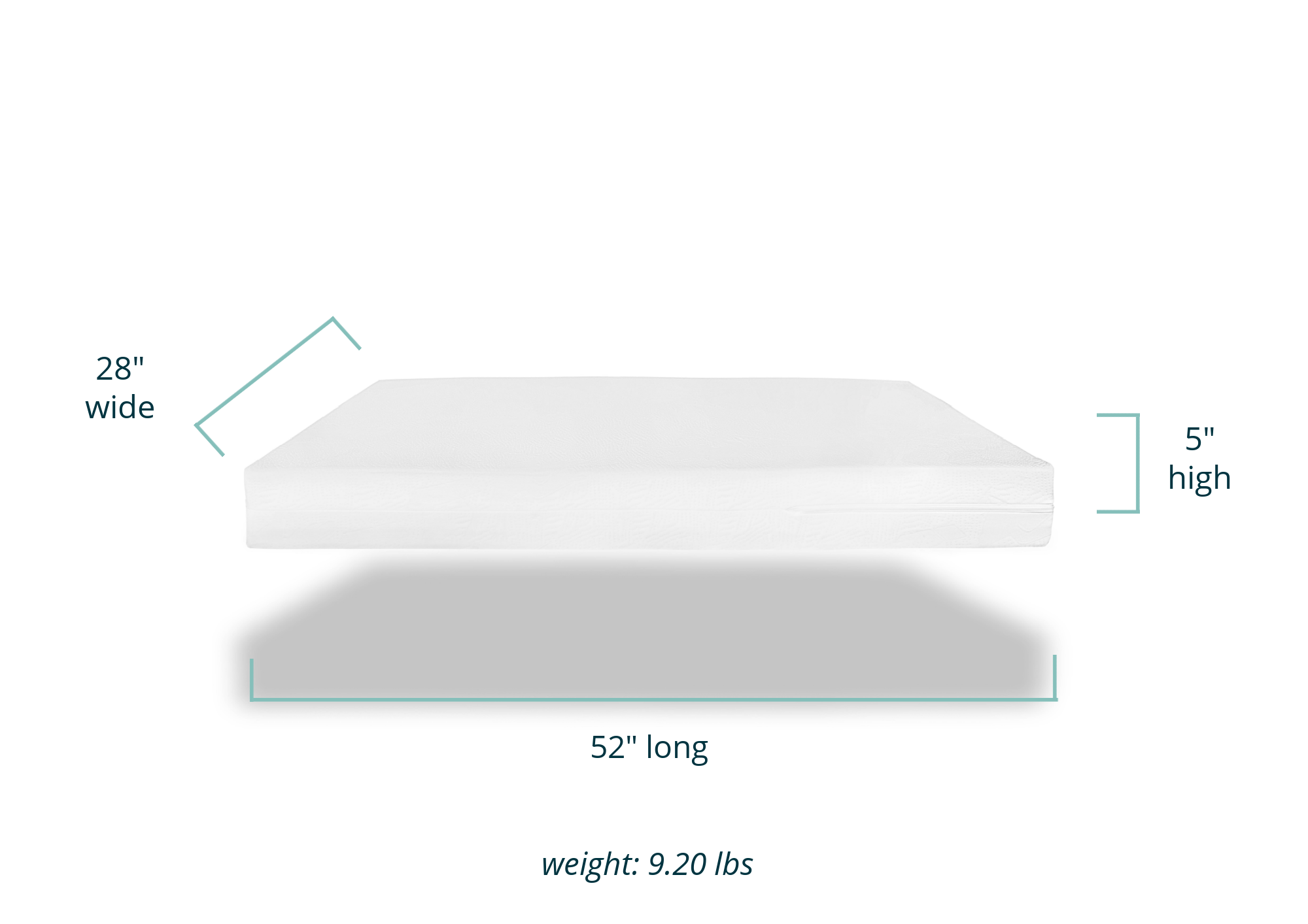 Classics crib mattress showing dimensions of 28
