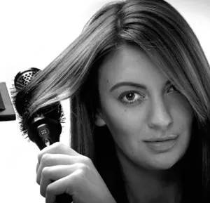 Girl drying hair