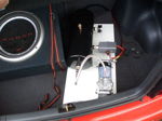 Punch subwoofer air tank compressor trunk install Dennis's Toyota Corolla Conductor's Special 232 train horn gallery photo 6