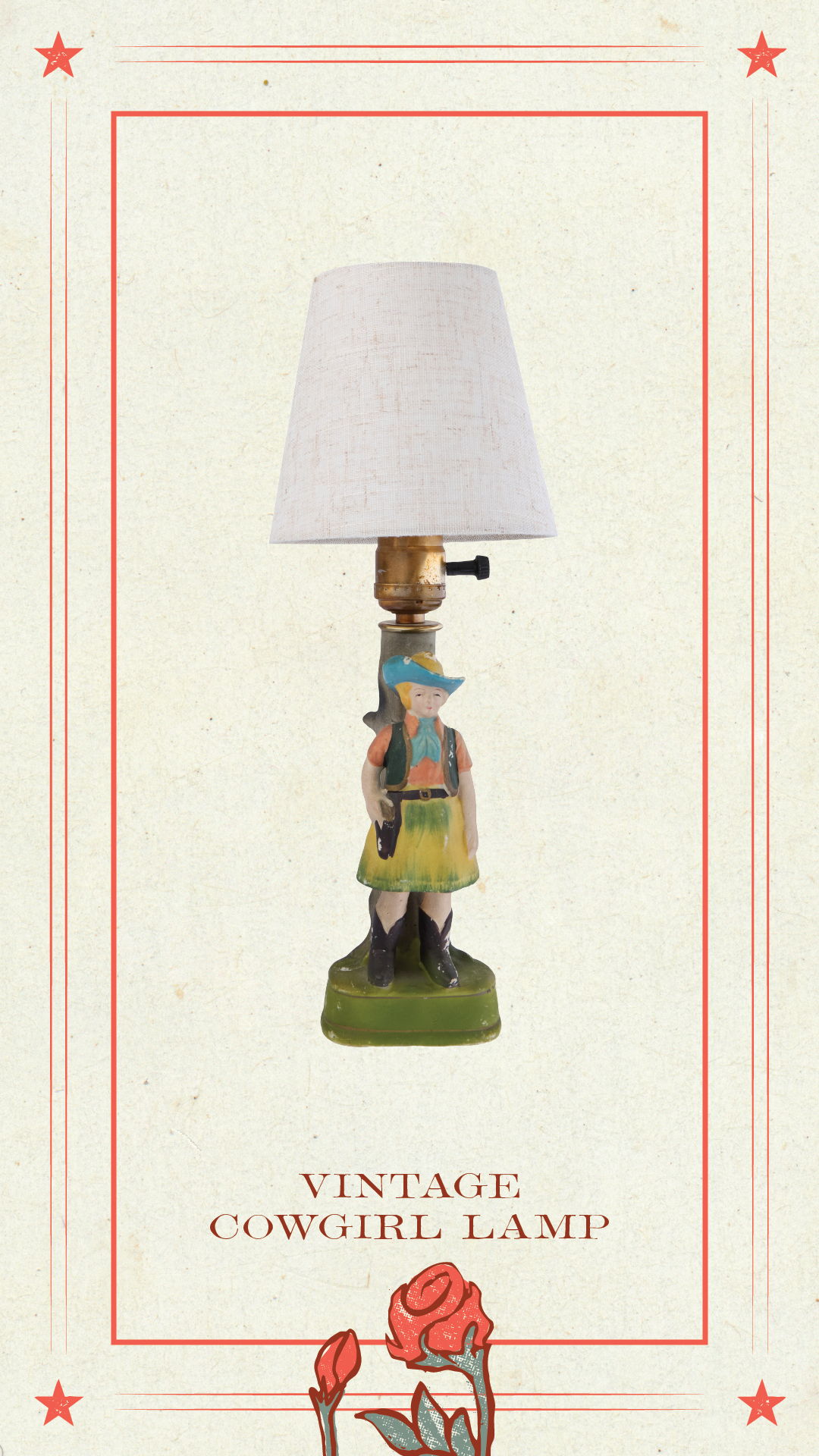 Mother's Day Gift Guide, Vintage Cowgirl Lamp