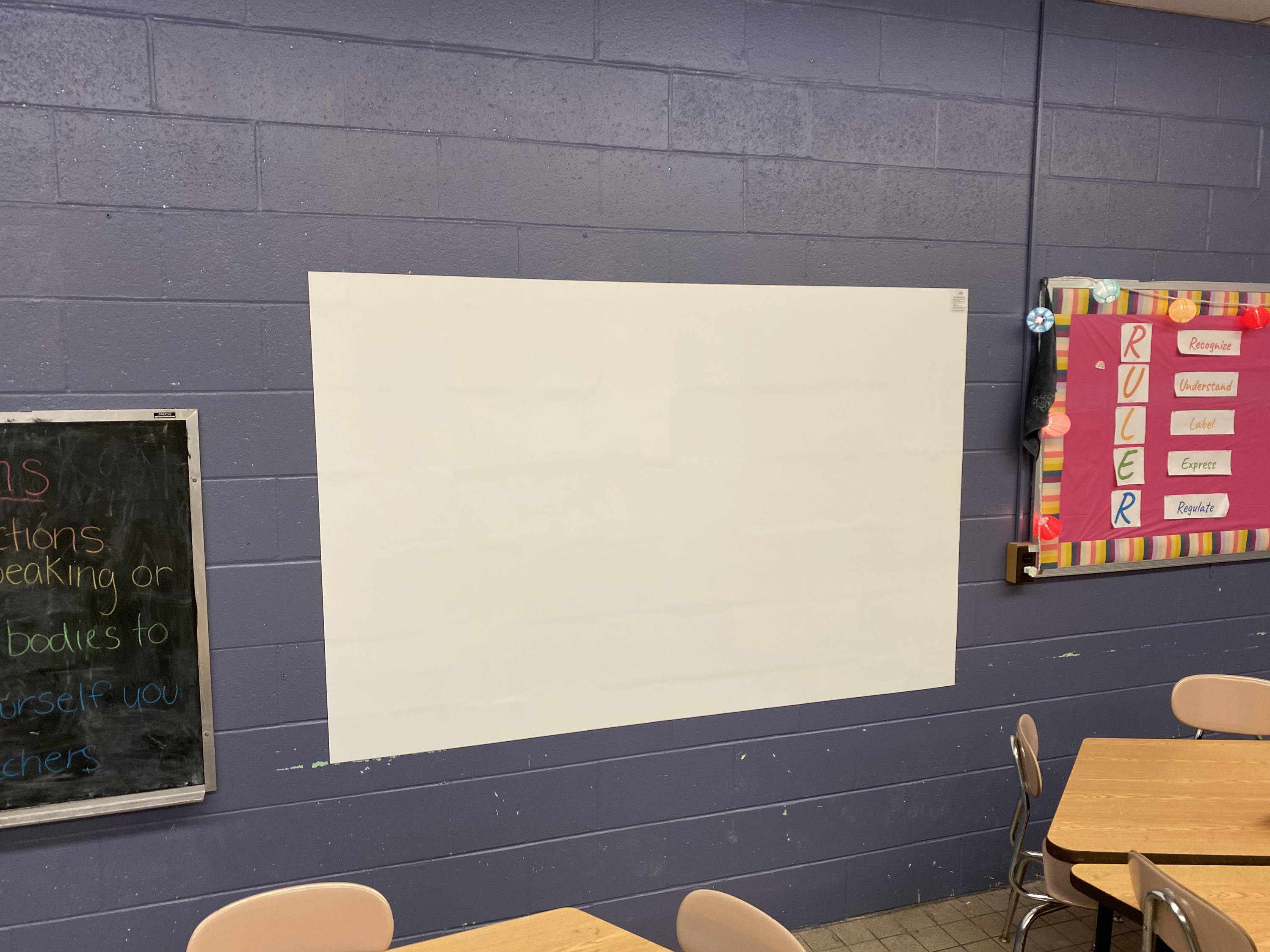 think board on cinder block whiteboard film