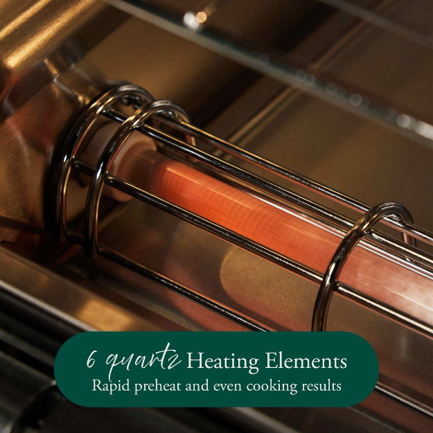 Heating elements in an oven for rapid heating and even cooking results.