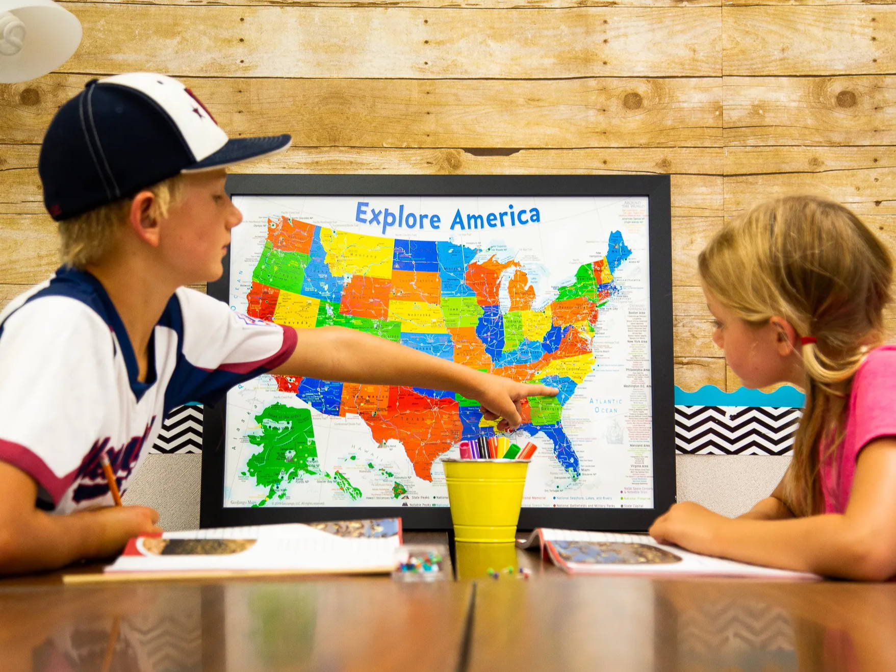 Framed USA Map For Kids