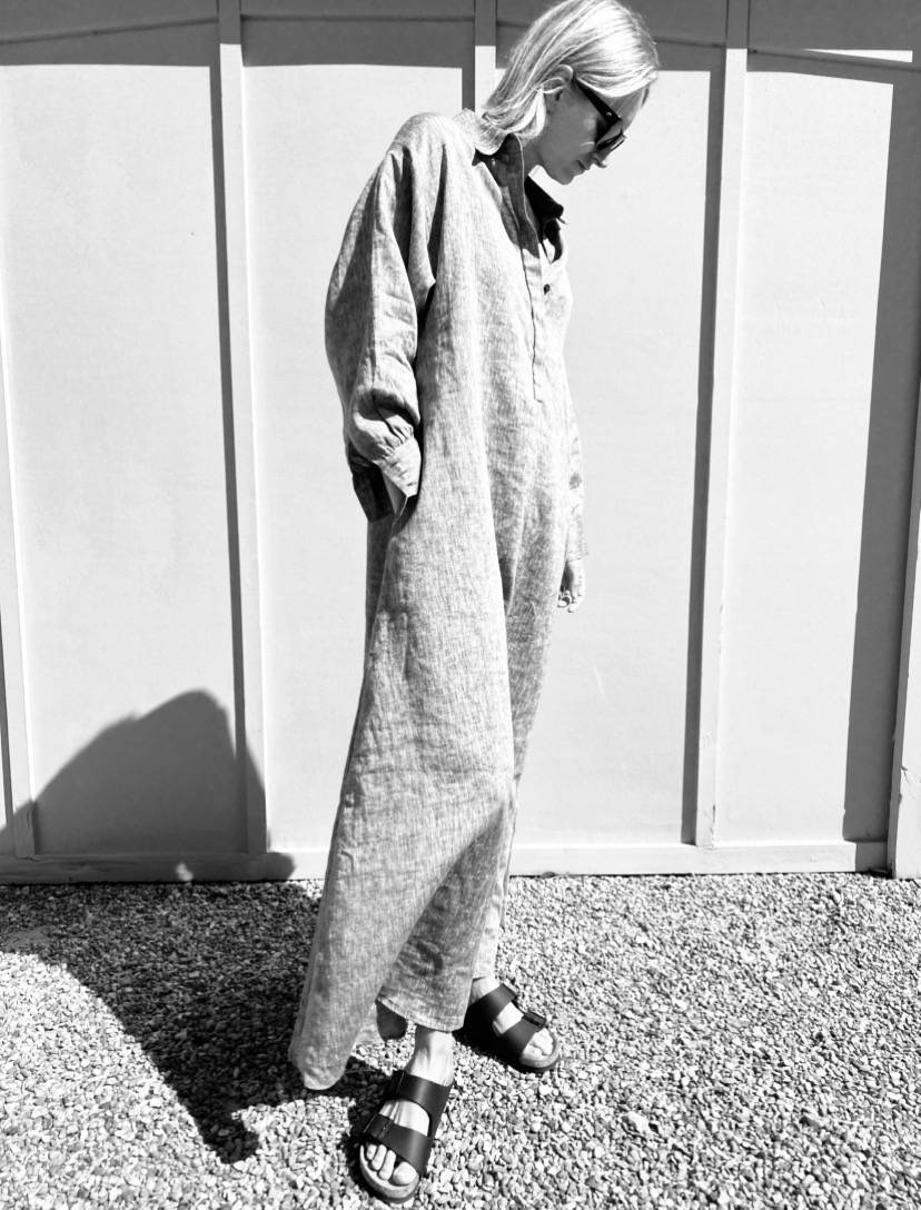 Grey oversized linen shirtdress 