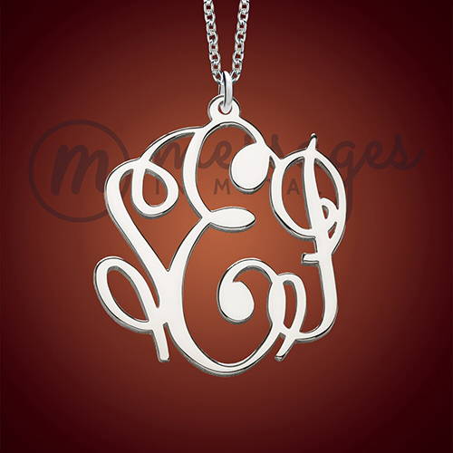 personalized Celebrity Monogram Necklace in Sterling Silver