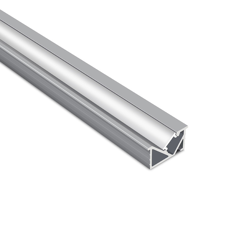 Aluminum profile section with a triangular cutout design.