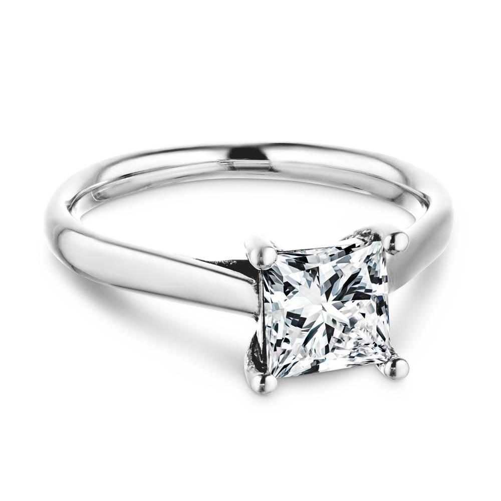 Classic solitaire engagement ring in 14k white gold with 1ct princess cut diamond hybrid simulant