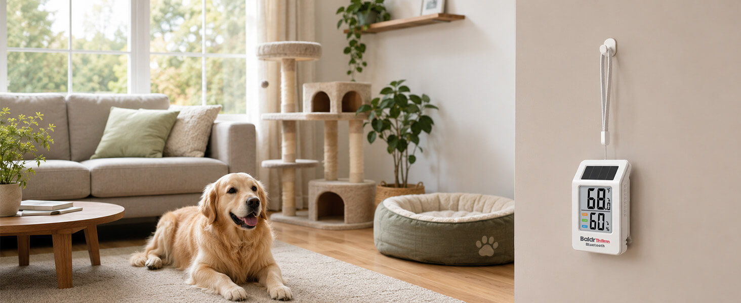 A dog resting in a cozy living room with a pet bed.