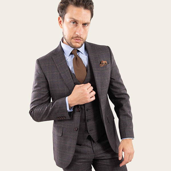 Grey And Brown Glen Check Suit