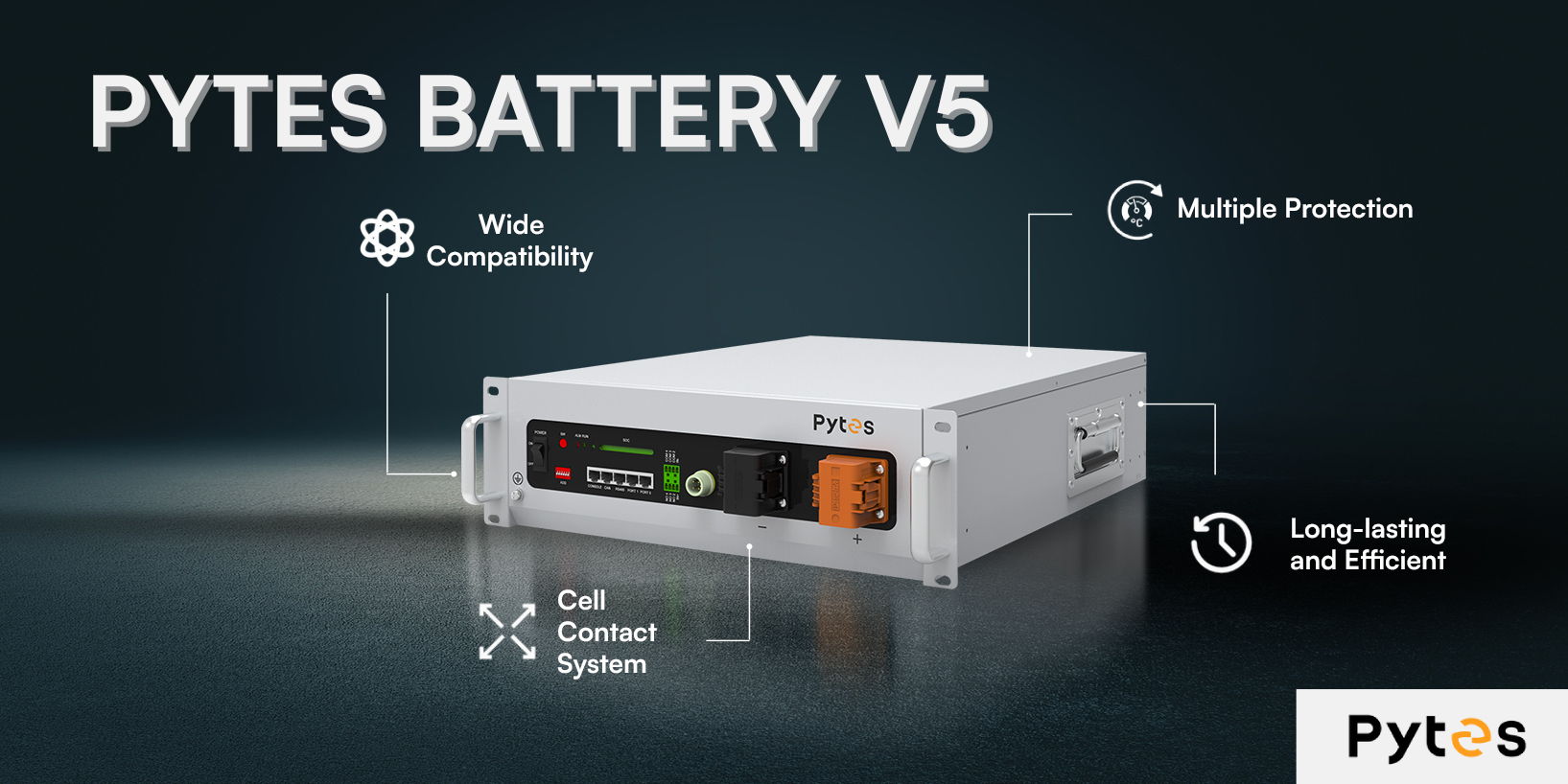 Pyes Battery V5 with features like wide compatibility and long lifespan.