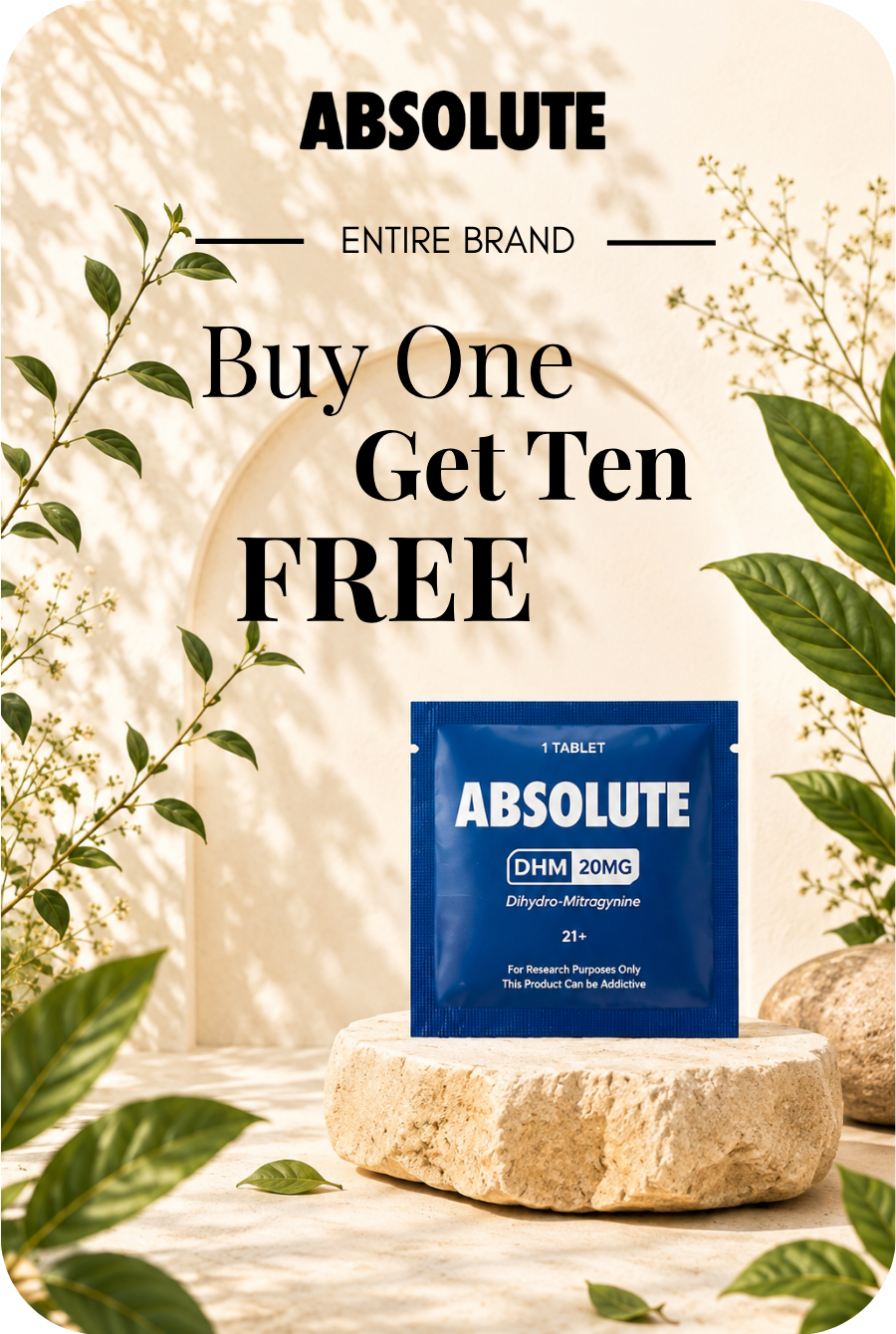 Promotional image for Absolute brand: Buy One Get Ten FREE offer.