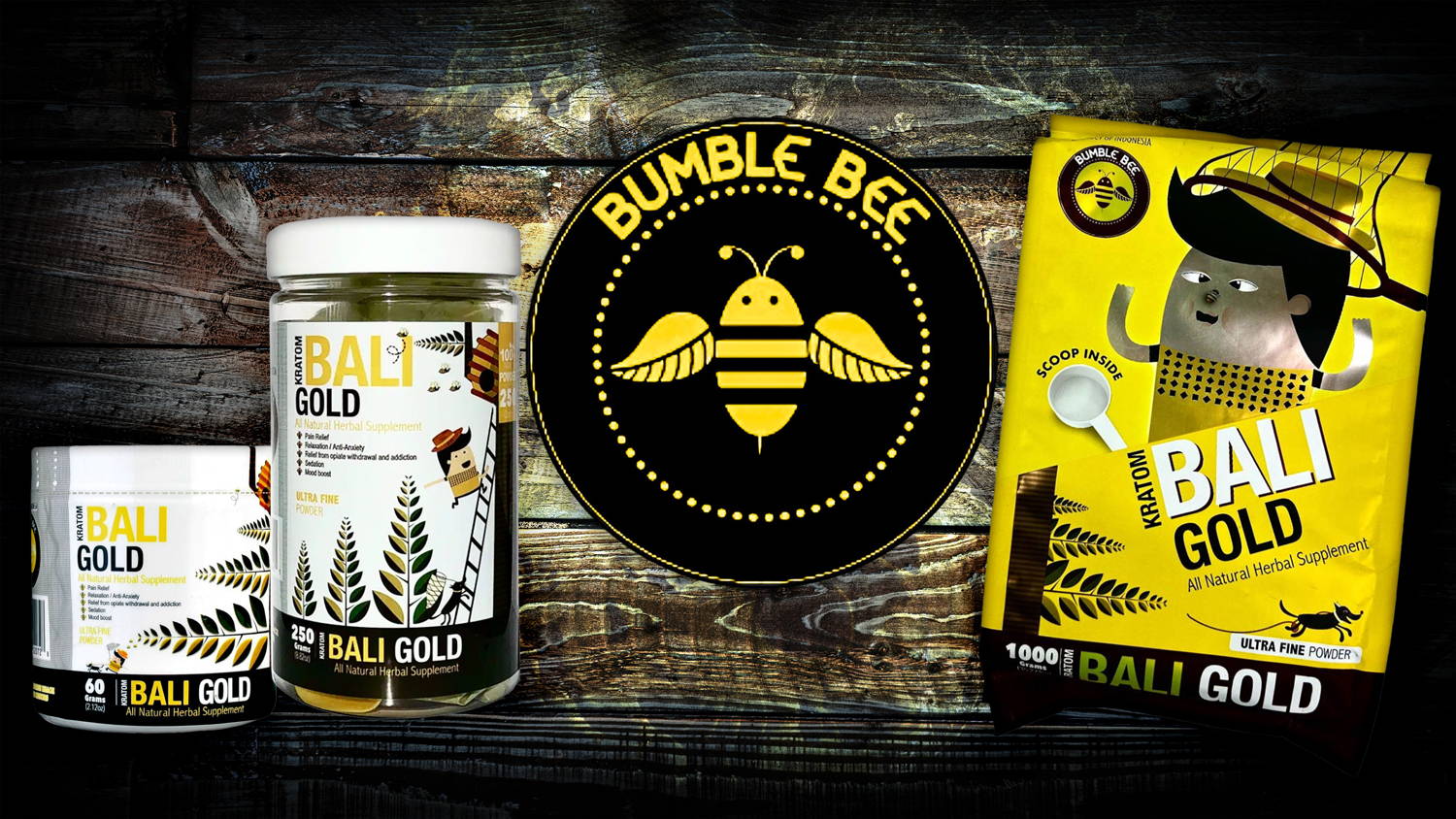 Bumble Bee Bali Gold 60, 250, and 1000 Grams Powder Banner