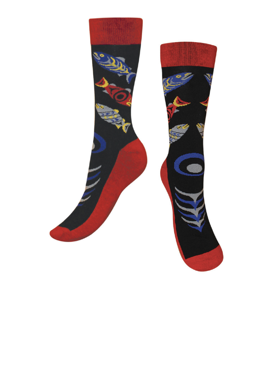 Salmon in the Wild Art Socks by Simone Diamond
