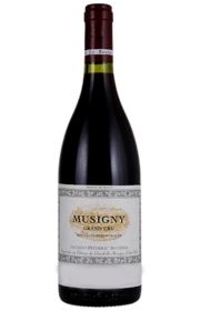 Bottle of Musigny Grand Cru red wine.