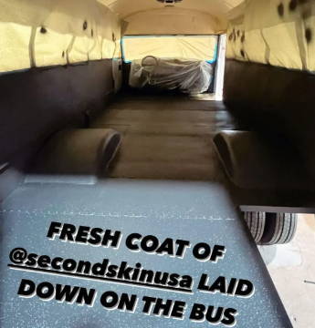 Liquid soundproofing school bus