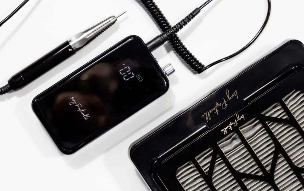 Lucy Pastorelli black e-file and dust extractor.