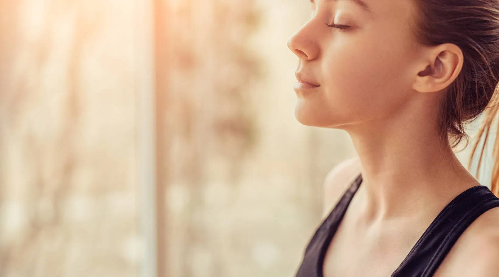 woman breathing, relaxing