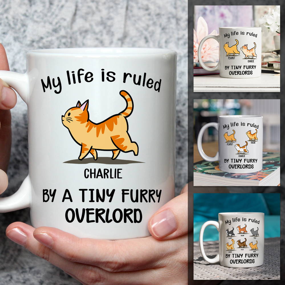 MY LIFE IS RULED BY CATS - PERSONALIZED CUSTOM COFFEE MUG