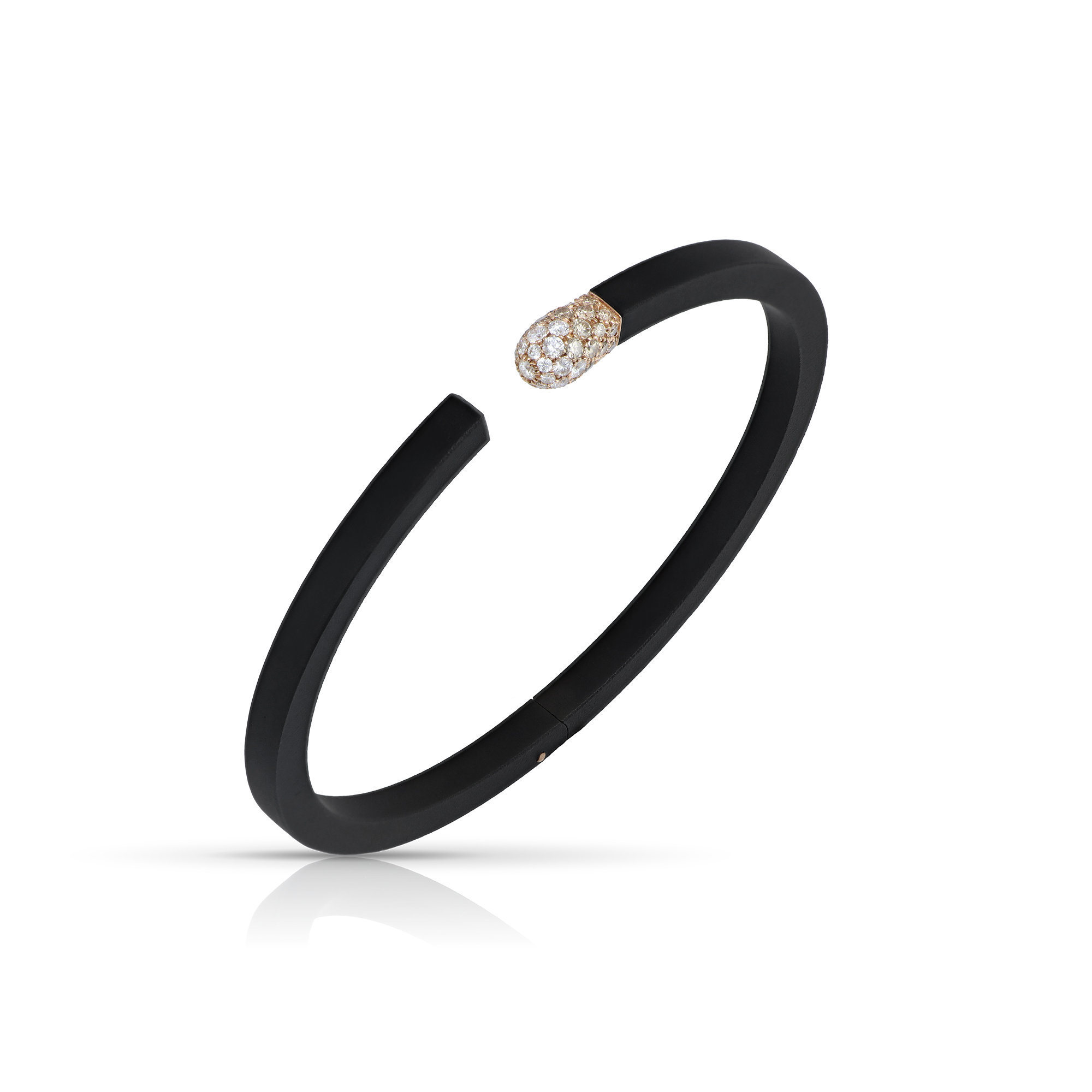 Black bangle with a diamond accent.