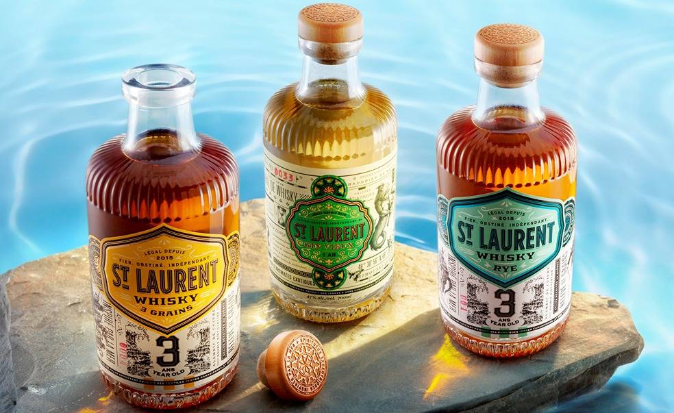 St' Laurent whisky and gin bottles