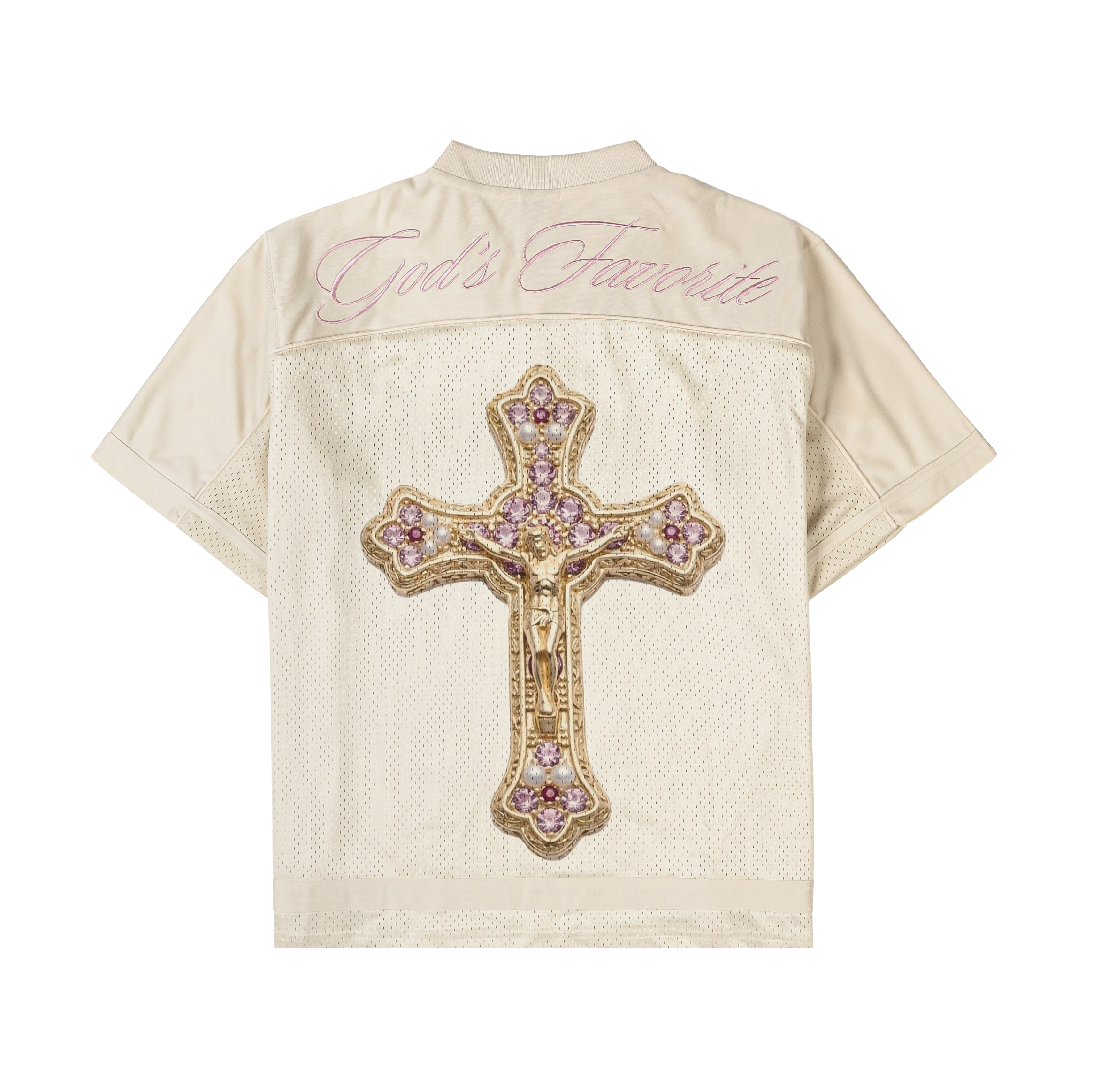 Beige t-shirt with a graphic print of two dancers.