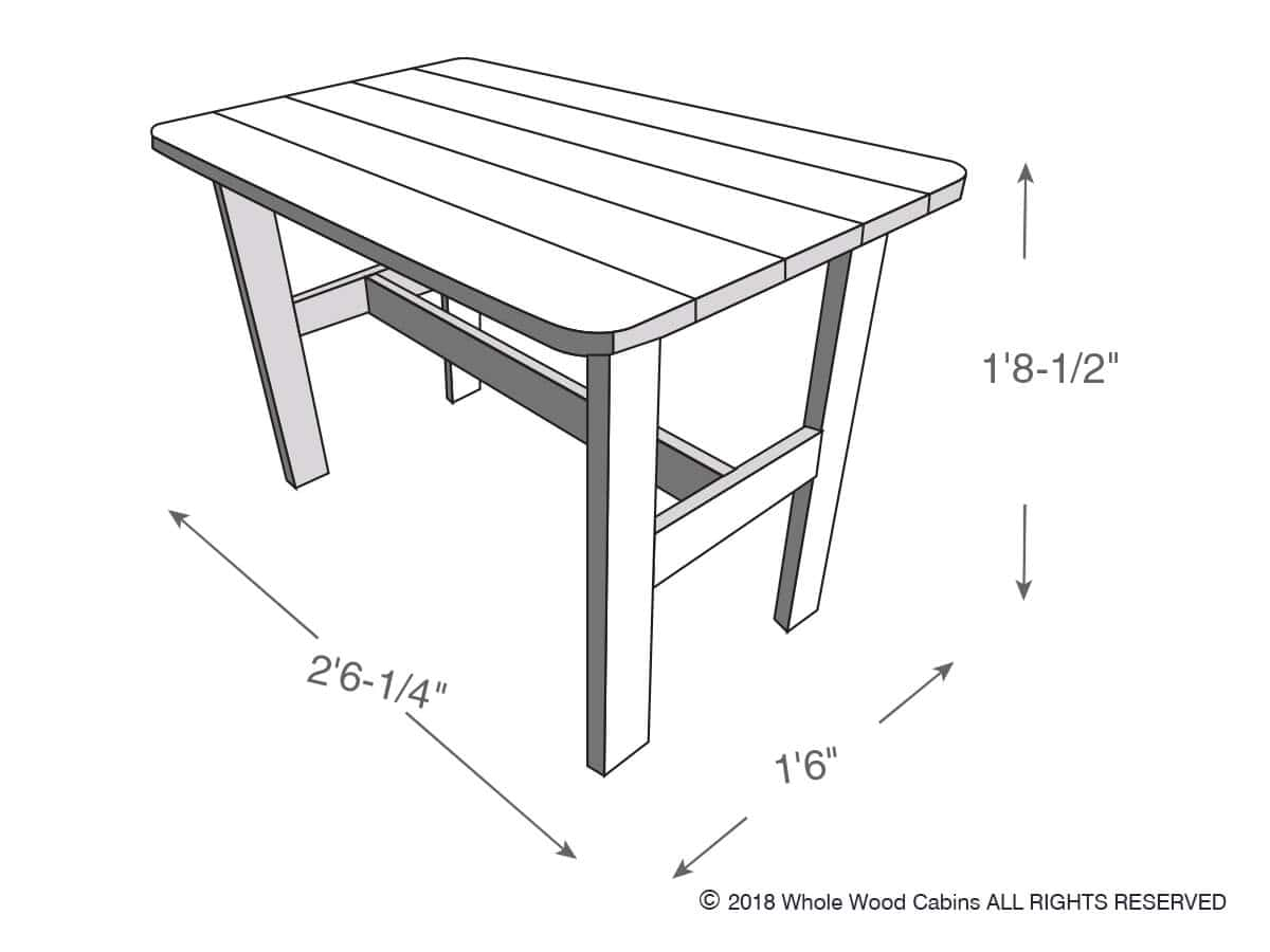 Drawing of a kids table included in the kids playhouses