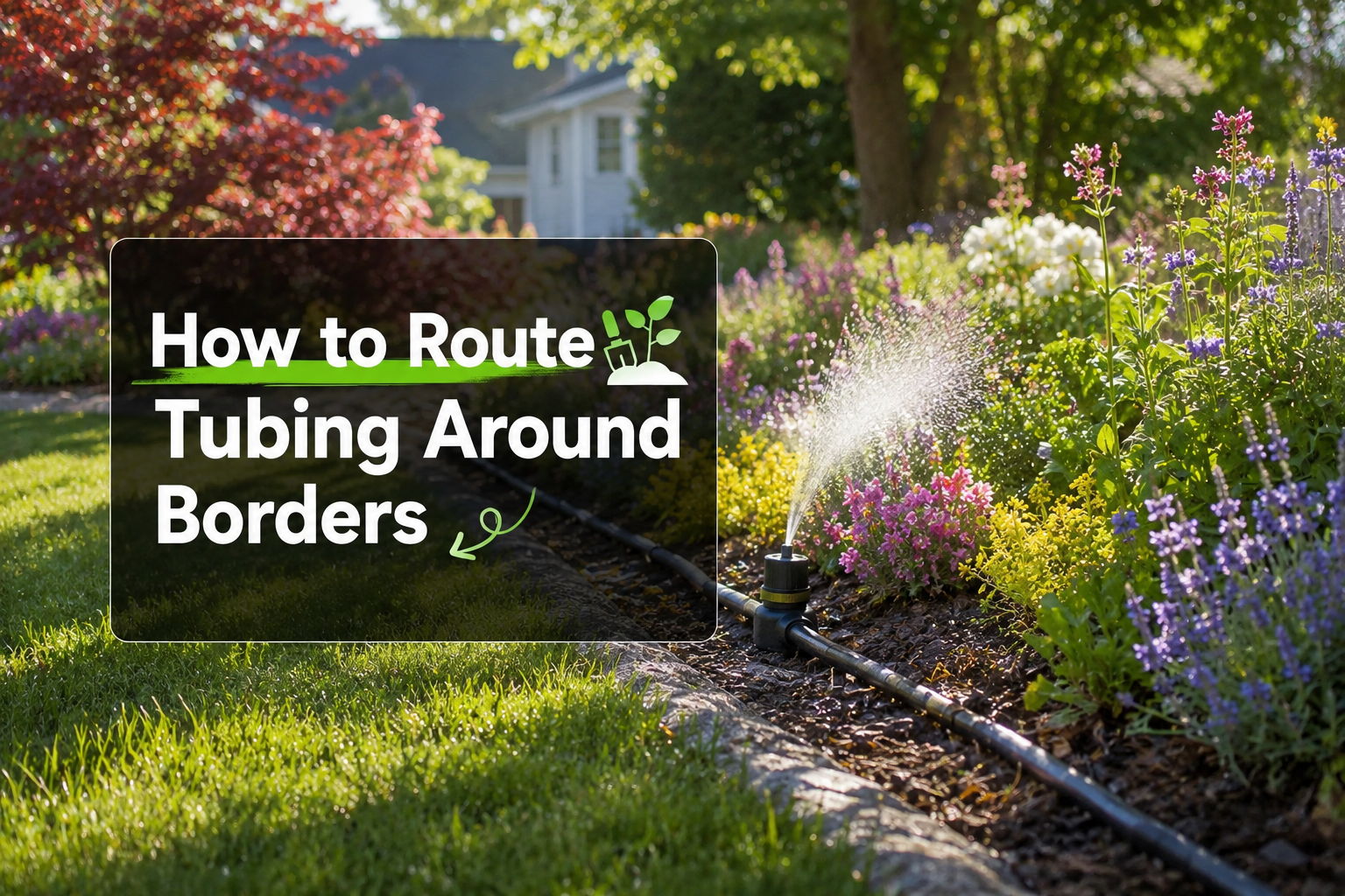 How to route tubing around borders in a garden.