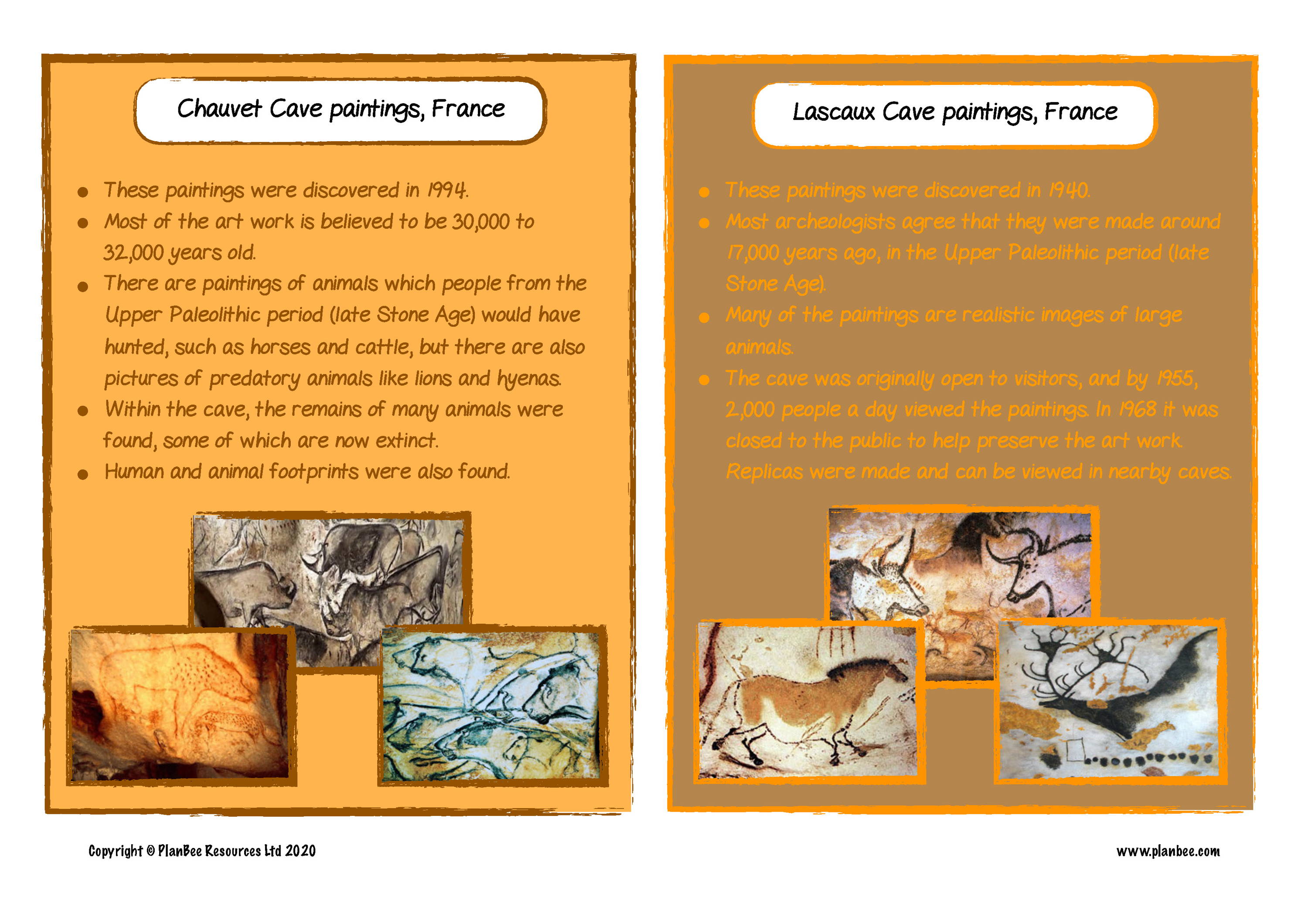 Stone Age Cave Paintings Display Cards