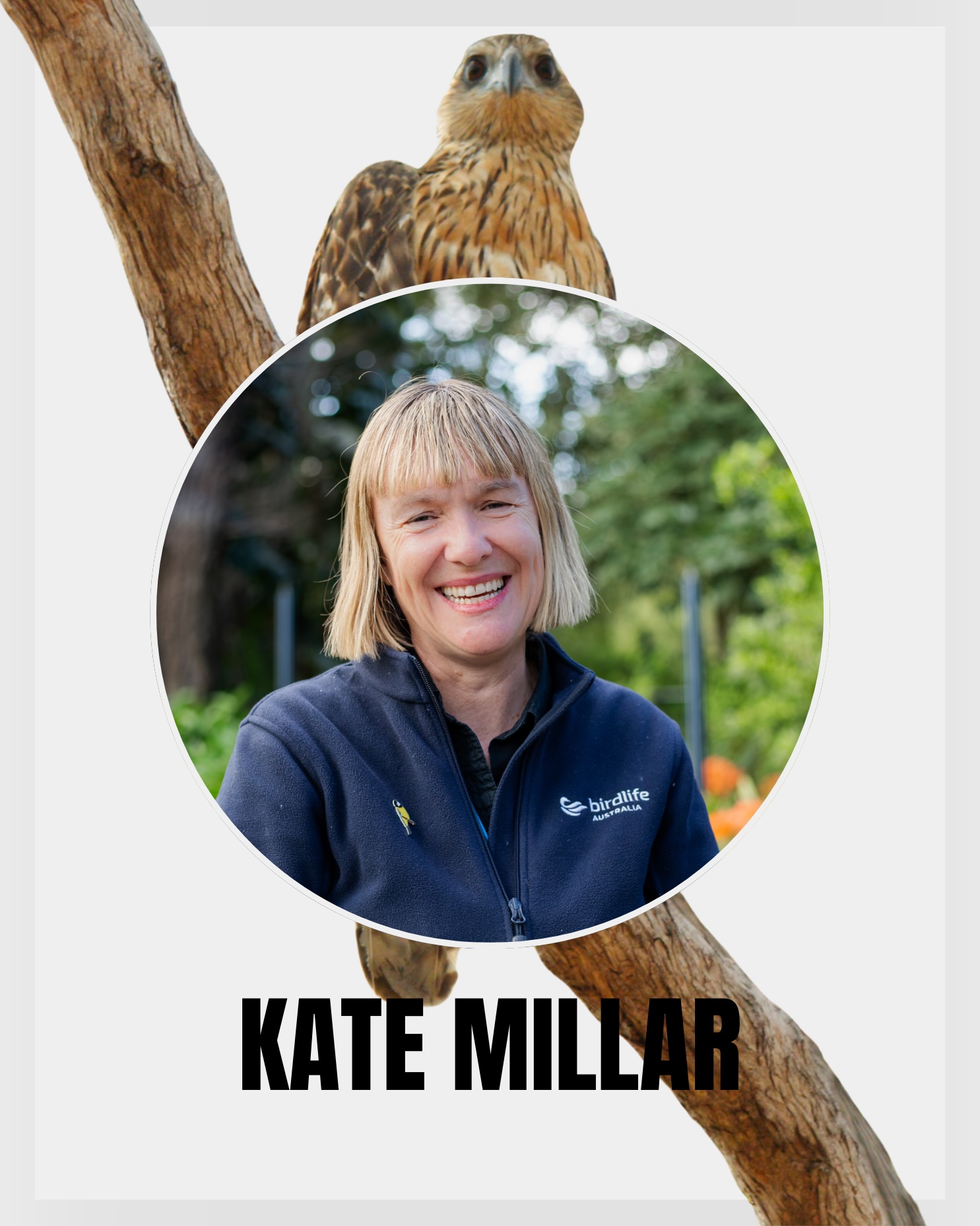 Birdlife Australia CEO Kate Millar with a Red Goshawk