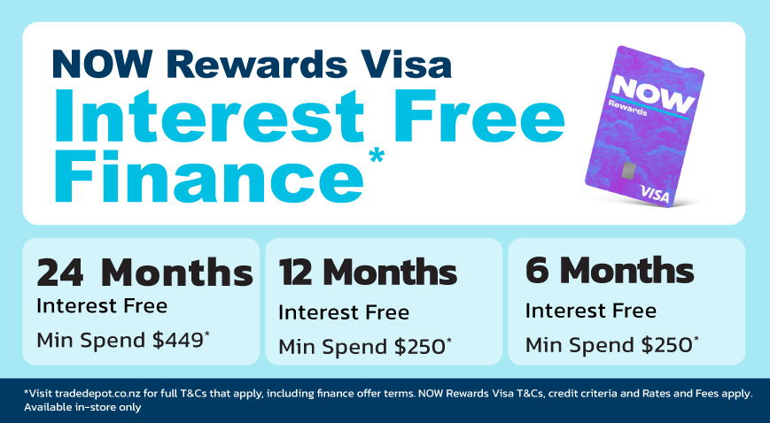 NOW Rewards Visa Interest Free Finance offers for 24, 12, and 6 months.